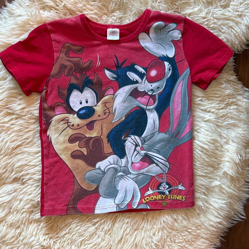 Vintage Warner Bros. Looney Tunes Red Kids T-Shirt sz 6/8